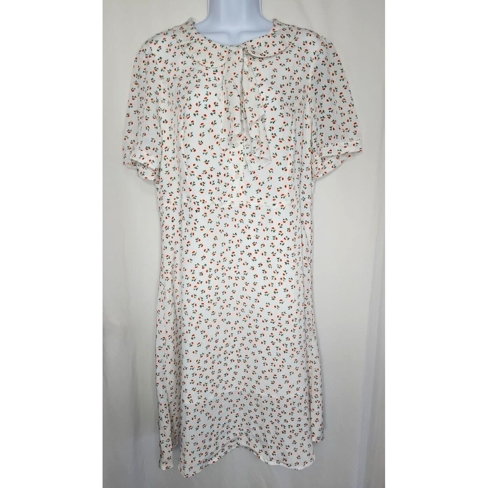 Allegra K‎ Women's Lightweight White Floral Short Sleeve Midi Dress Size Large